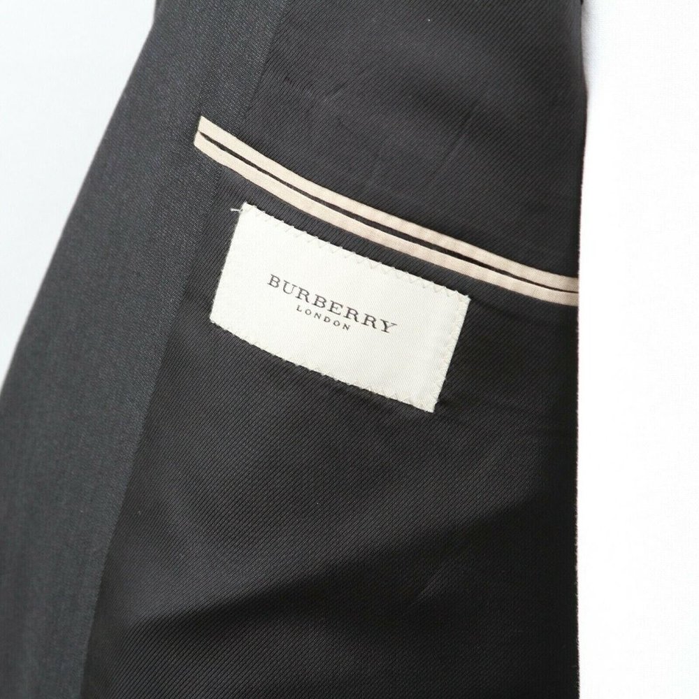 Burberry London Kensington Black Stripe Wool Dual Vent 2 Butt Sport Coat Men 46R - Picture 5 of 12
